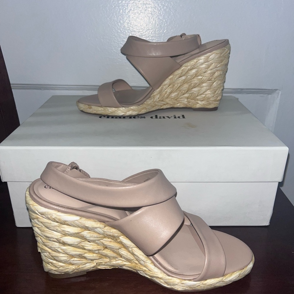 Charles David Beige Wedge Sandals - Picture 3 of 4